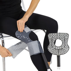 Vive knee cold therapy pad with quick-connect for fast setup and use.