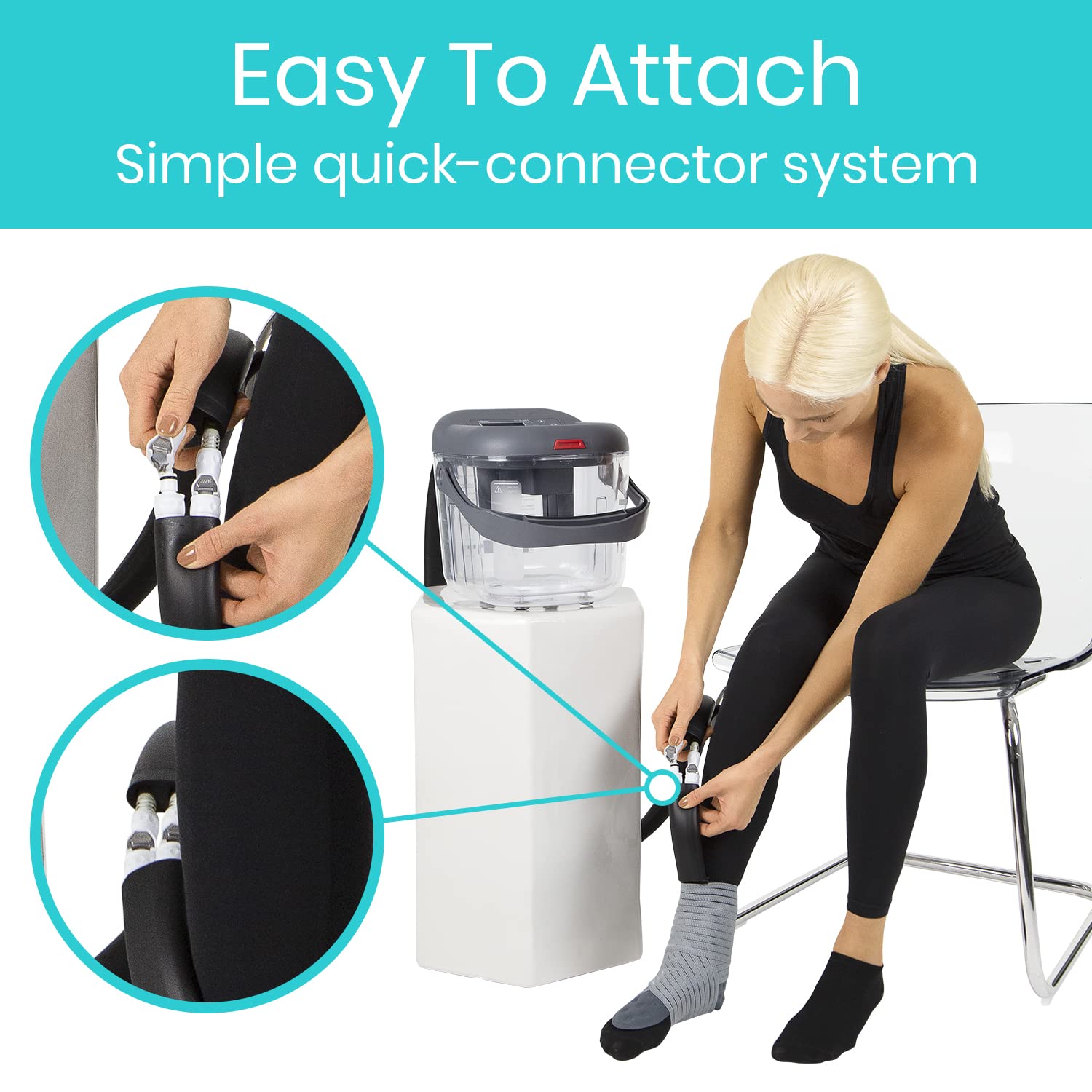 Three size strap set included with Vive pad for secure fit