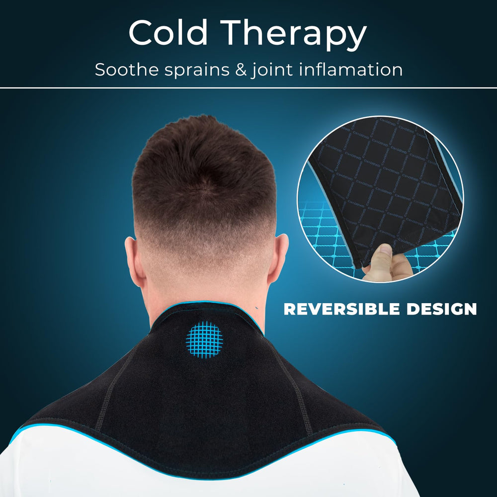 Durable and reusable Vive Cryogrid neck ice pack for multiple recovery sessions.