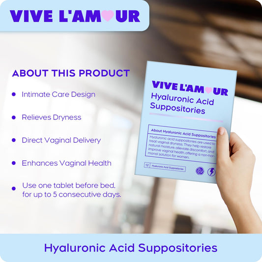 Close-up of Vive L'Amour packaging highlighting travel-friendly 24-count supply.