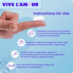 Slim Vive L'Amour vaginal suppositories with slender design for comfort.
