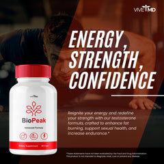 VIVE MD BioPeak bottle weight 0.94 pounds shown for packaging size