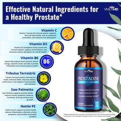 VIVE MD Prostadine Drops with pomegranate ingredient highlighted