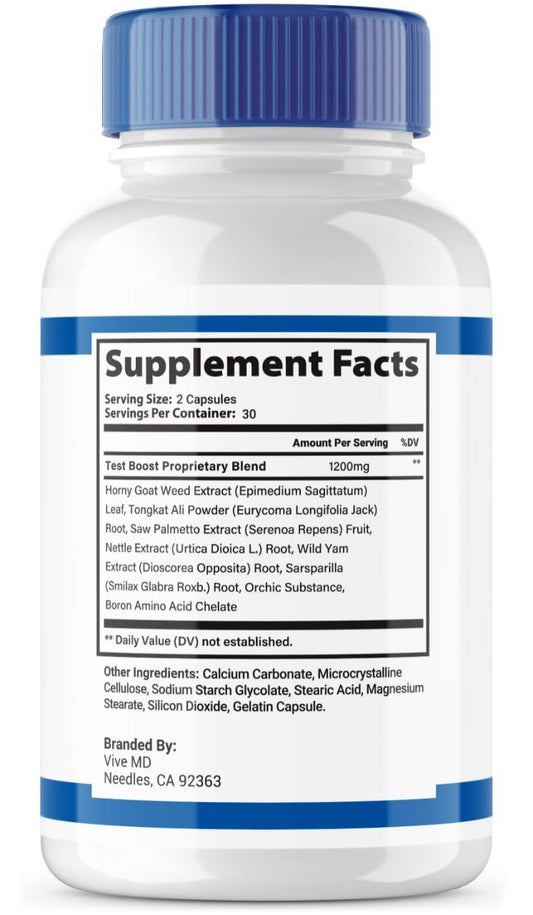 VIVE MD Zydenafil capsules highlight Tongkat Ali for energy and focus.