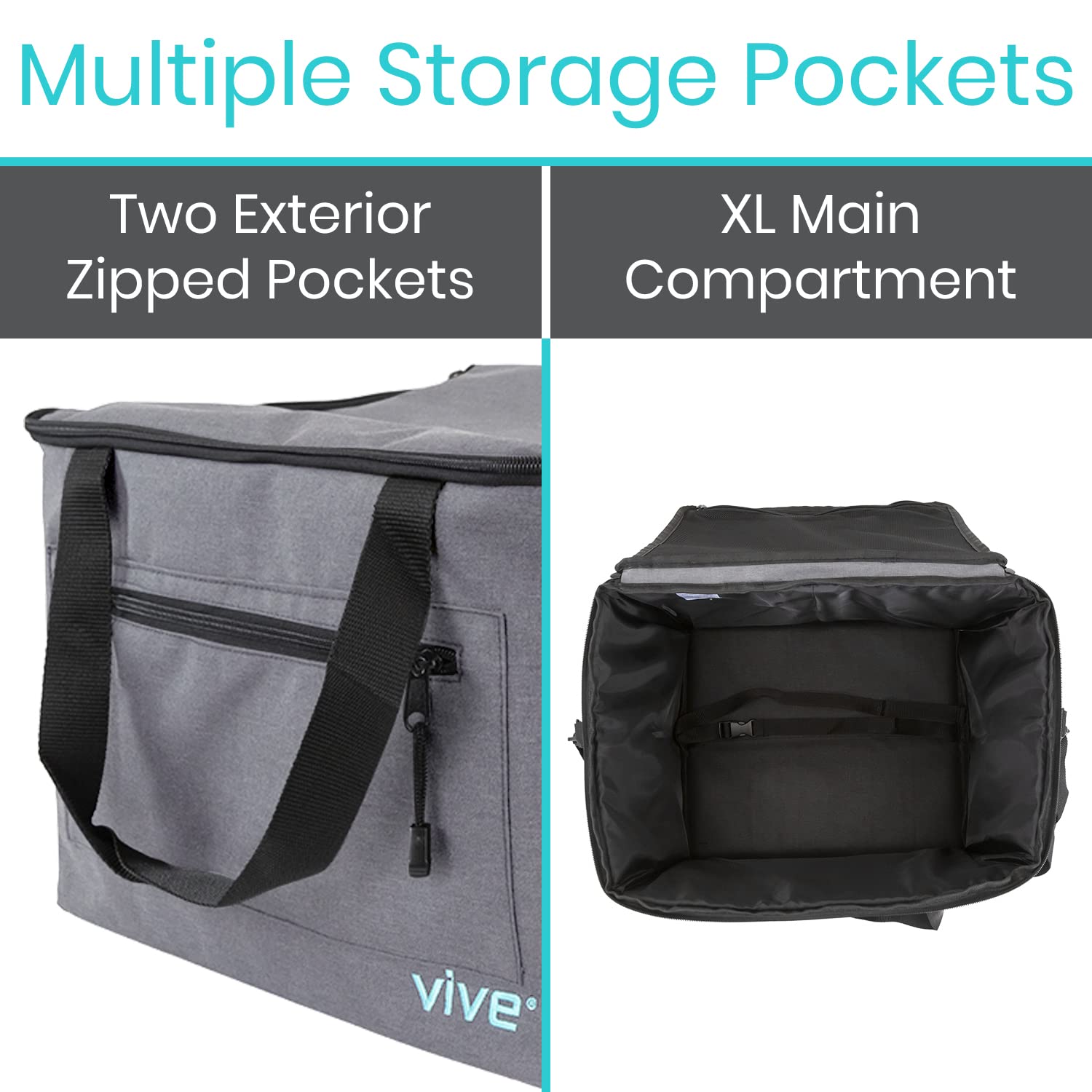 Vive travel bag dimensions 15 x 13 x 9.25 inches
