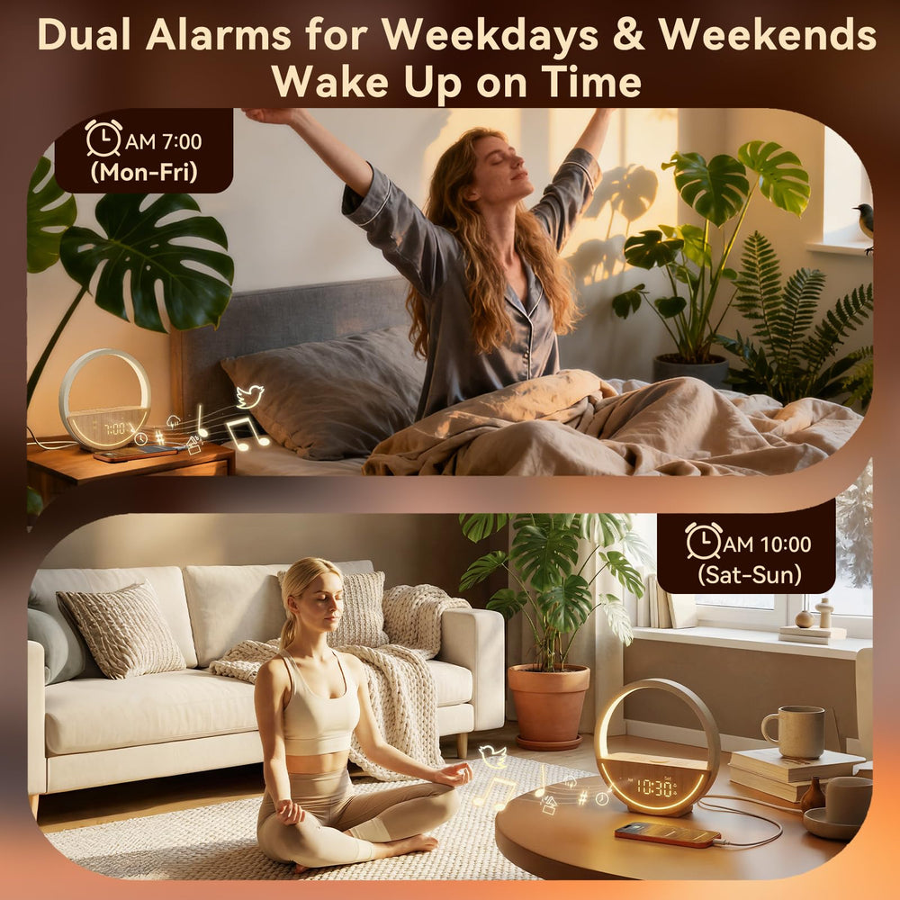 Vivilumens wake up light night light provides soft illumination for late checks.