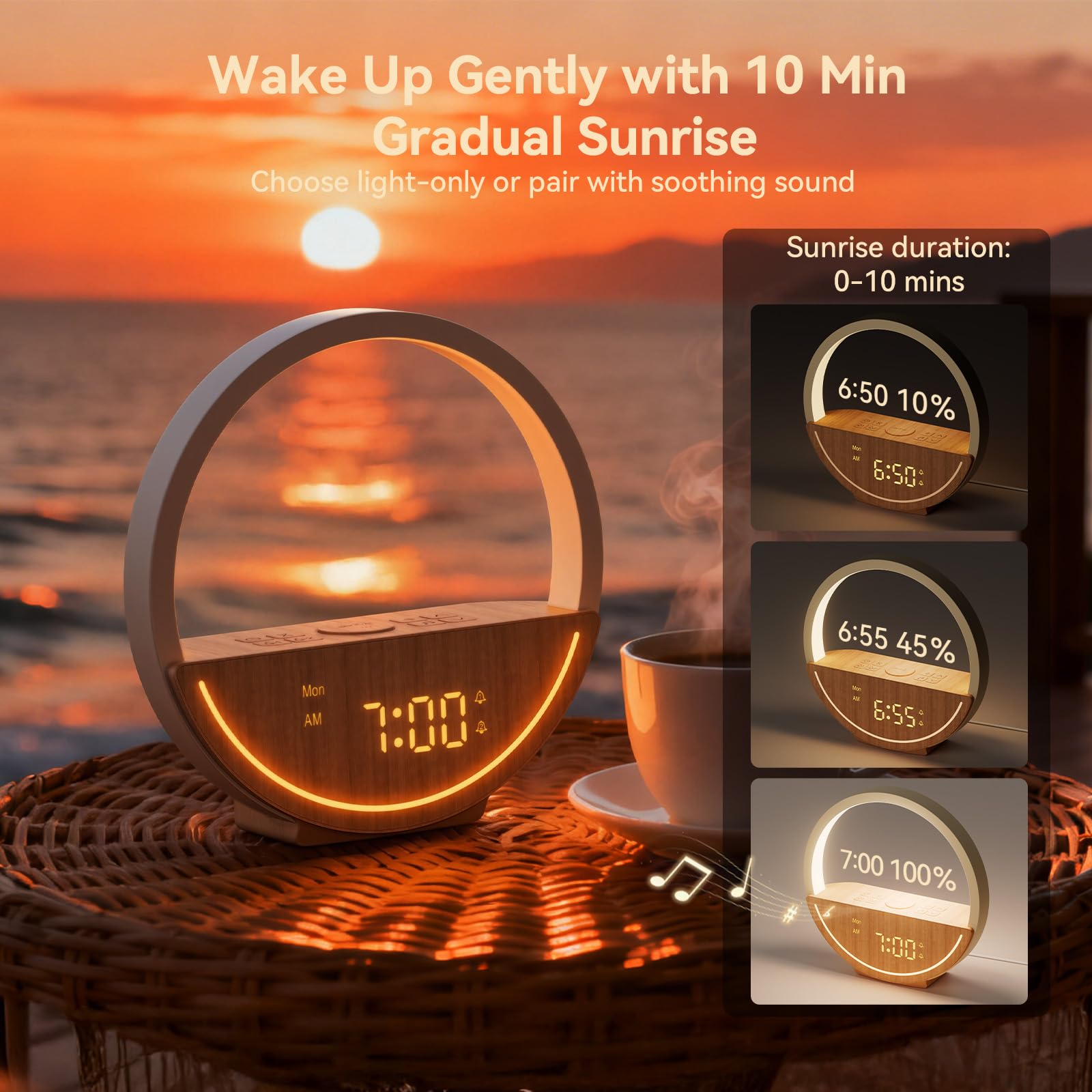 Vivilumens wake up light weekday weekend mode supports flexible schedules.