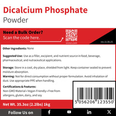 Vivion Dicalcium Phosphate Anhydrous label with CAS and EC numbers