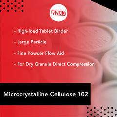 Vivion MCC102 bulk container showing consistent bulk density for blending.