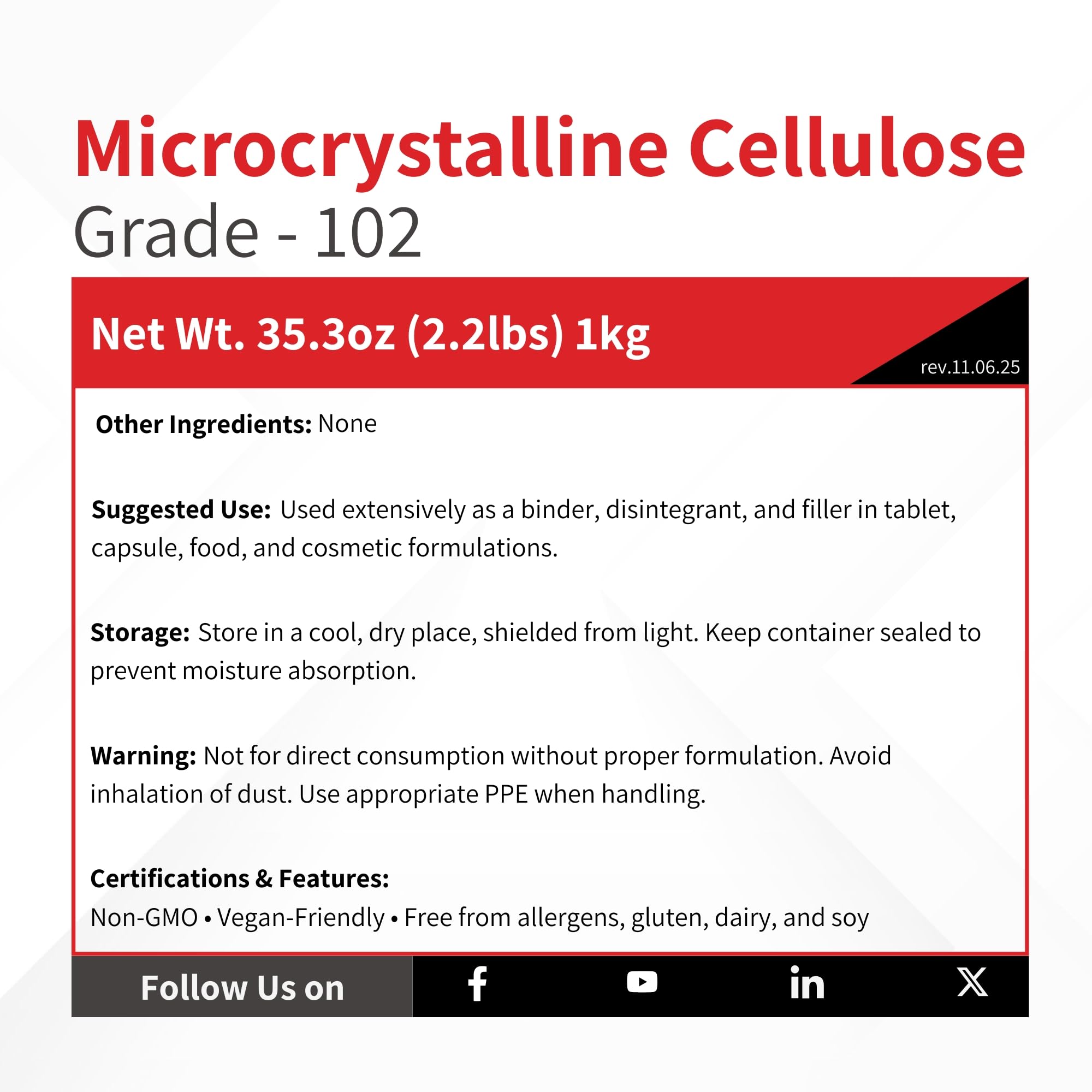 Vivion MCC102 on a scale illustrating precise weighing for formulation batches.