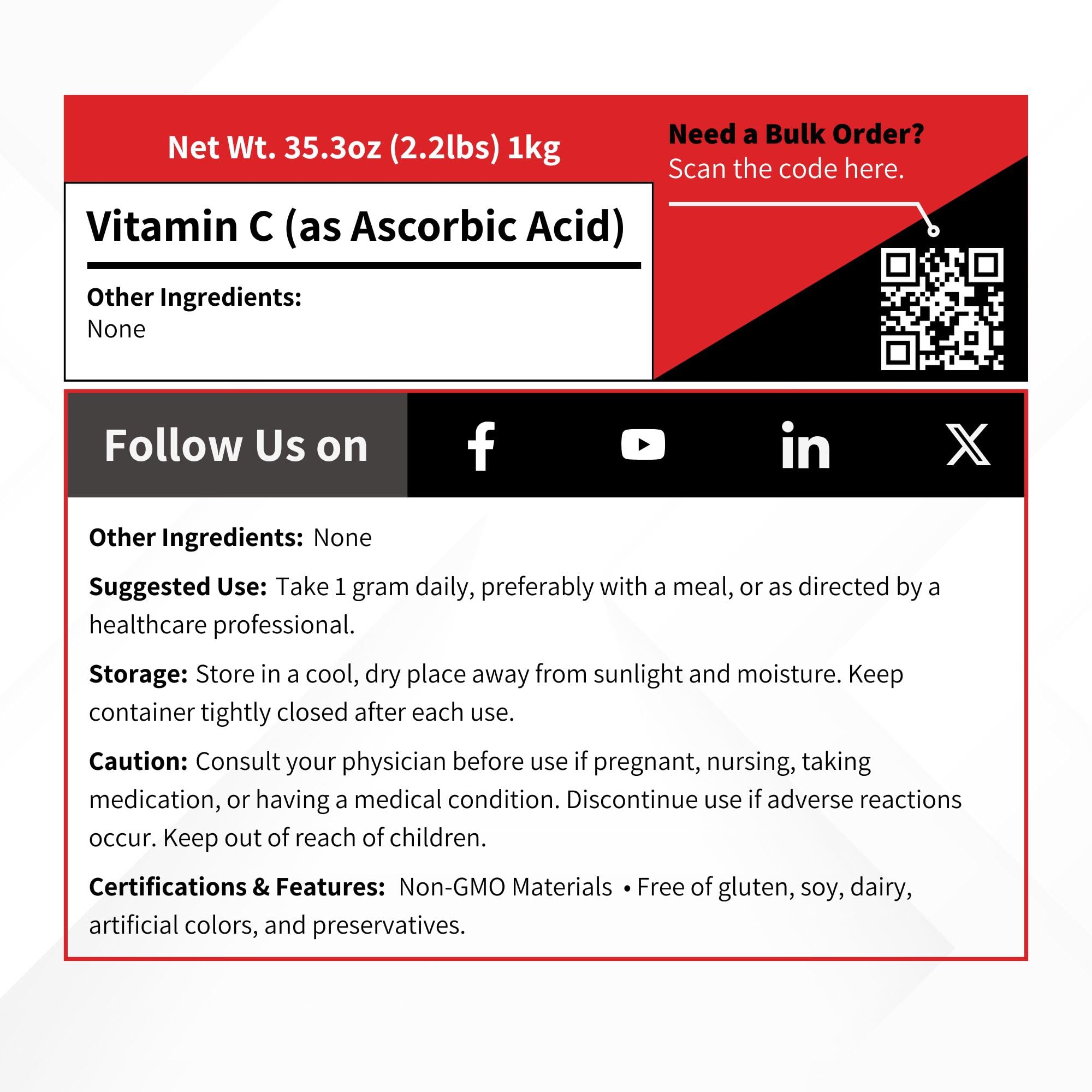 Vivion Vitamin C powder used in craft brewing and flavor enhancement.