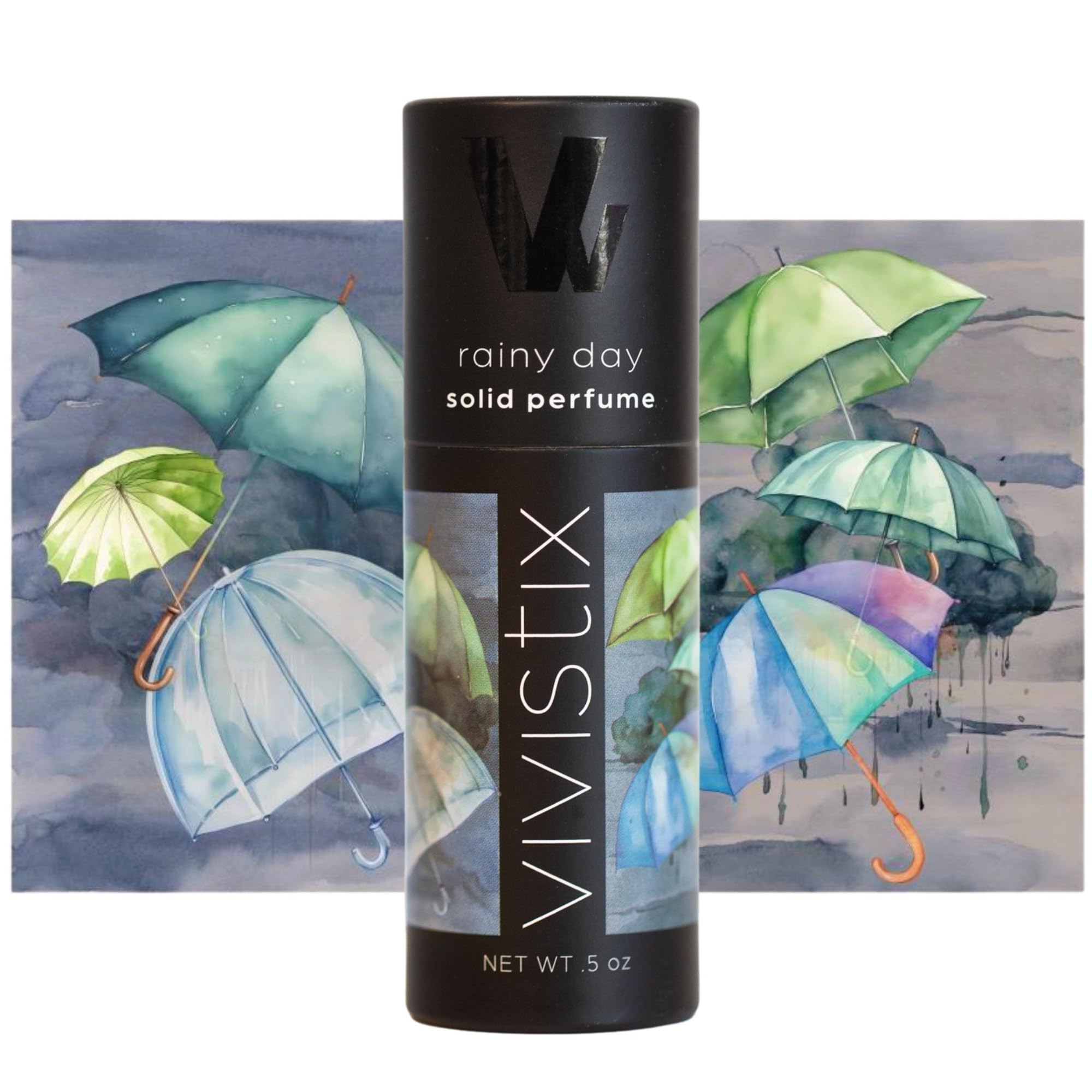 Vivistix Rainy Day solid perfume bottle for on-the-go fragrance.
