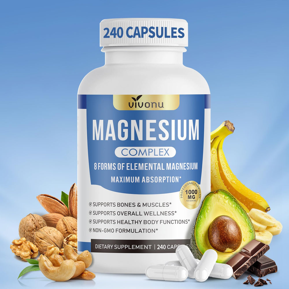 VivoNu 1000mg Magnesium Complex bottle cap close-up for easy daily supplementation.