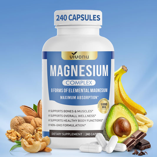 VivoNu 1000mg Magnesium Complex bottle cap close-up for easy daily supplementation.
