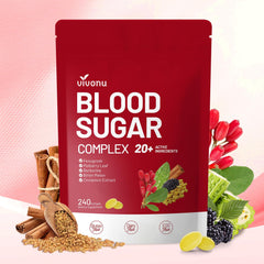 VivoNu Blood Sugar Complex bottle shows 80-day supply for daily use
