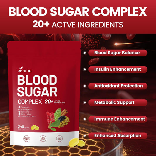 VivoNu Blood Sugar Complex capsules close-up highlighting softgel texture