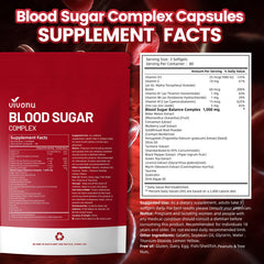 VivoNu Blood Sugar Complex nutrition facts panel detail on container