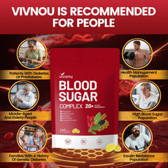 VivoNu Blood Sugar Complex vegan non-GMO gluten-free badge on packaging