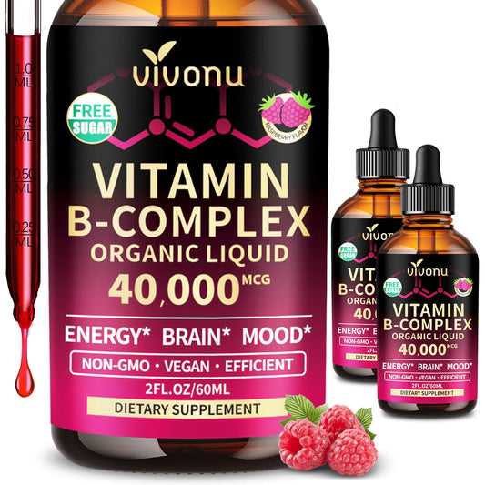 VivoNu bottle with raspberry flavor and dropper for convenient daily dosing.