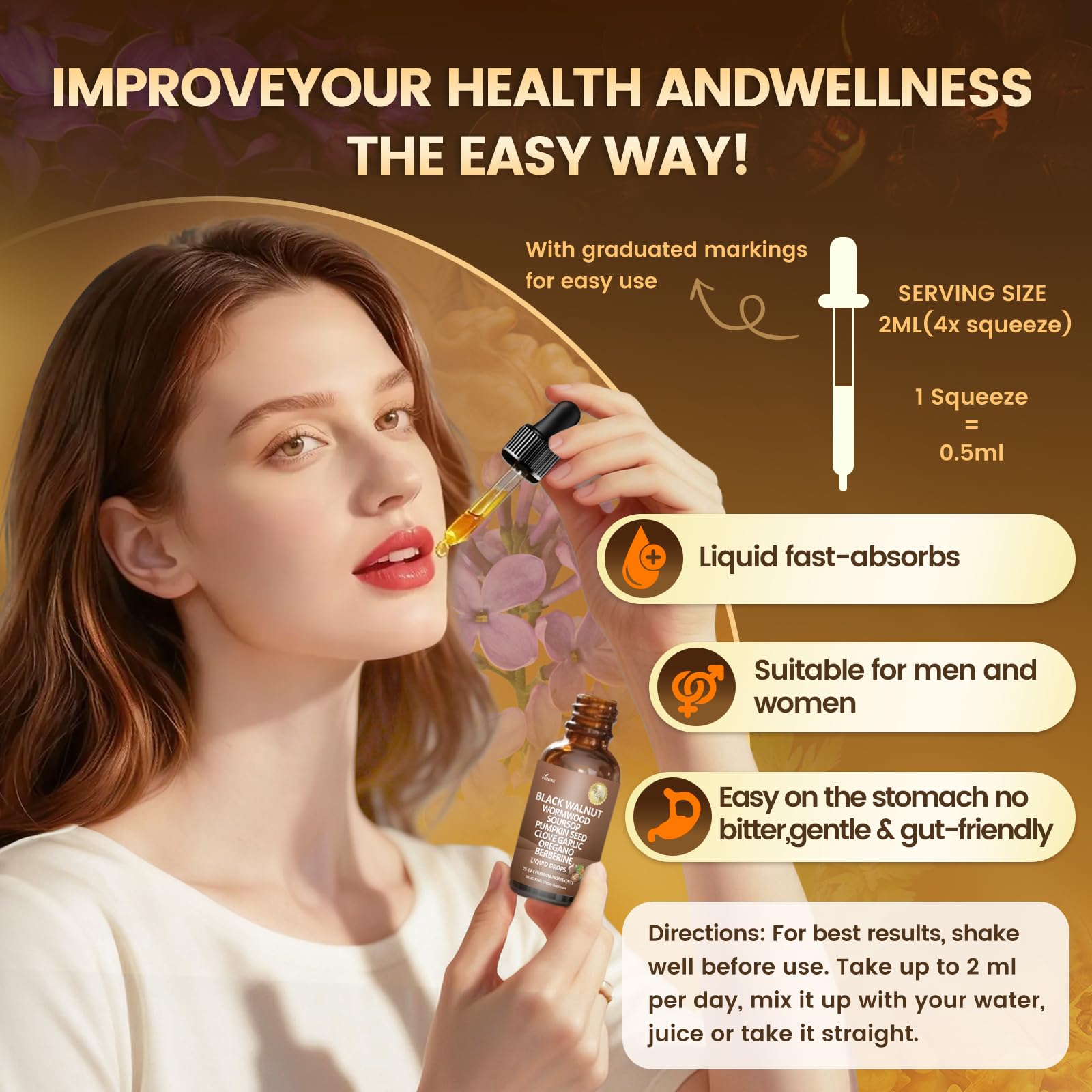 VivoNu daily-drops serving image indicates simple 2 mL daily routine.
