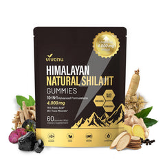VivoNu Shilajit Gummies in golden bottle for on-the-go vitality