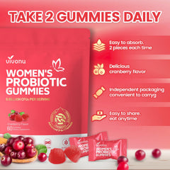 Two VivoNu Viginal gummies shown as the daily dose.