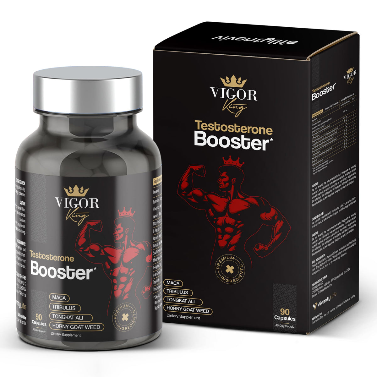 ViventyLife testosterone booster bottle front view for daily energy support