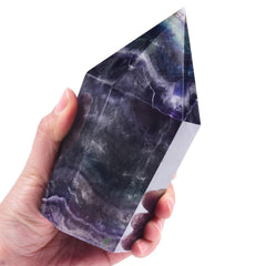 VIZYTOU six-faceted fluorite wand, polished crystal ideal for calming spaces.