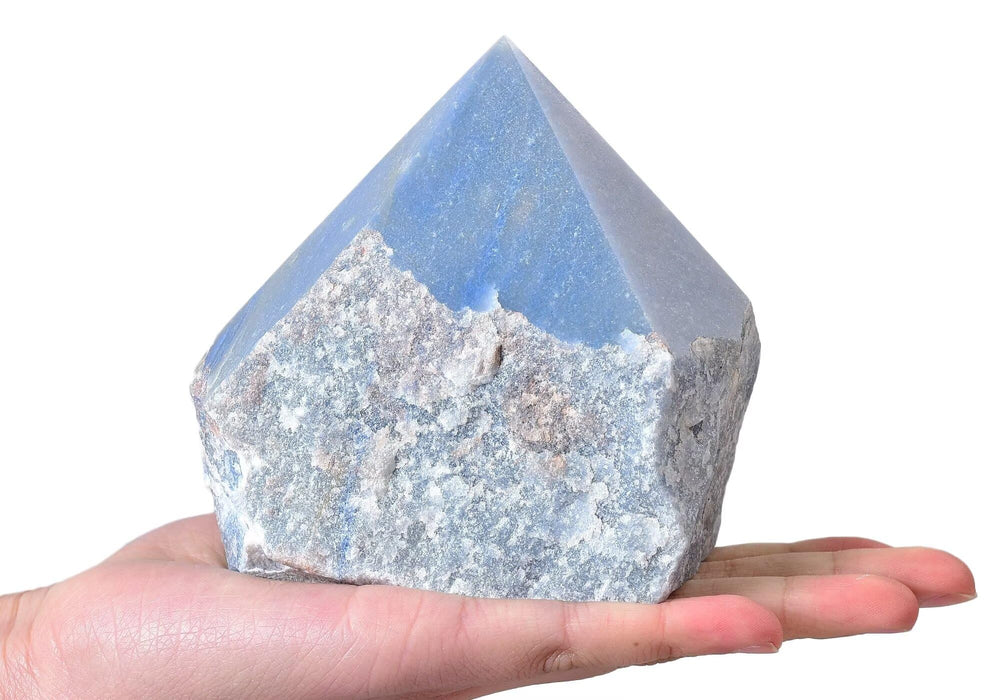 VIZYTOU Blue Aventurine wand close-up reveals natural patterns and unique crystal beauty.