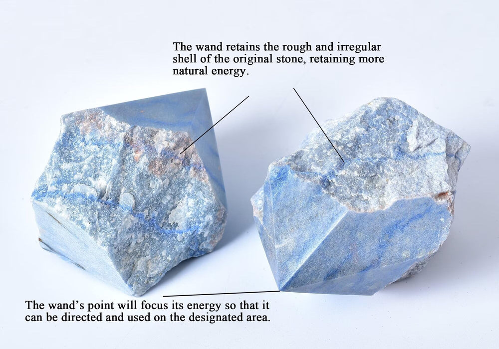 VIZYTOU Blue Aventurine wand supports emotional balance during relaxation and yoga.