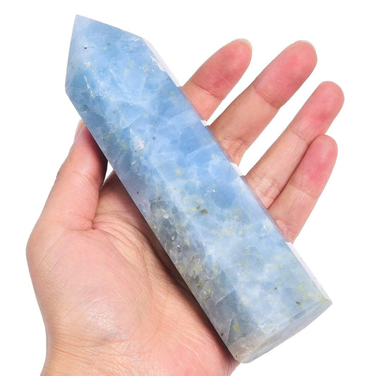 VIZYTOU Blue Celestite Tower Obelisk for calm ambiance and meditation