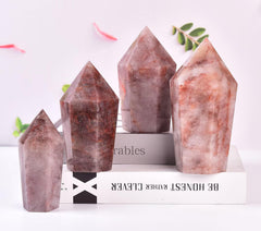 Vizytou decorative hematoid quartz obelisk suitable for gifting occasions.
