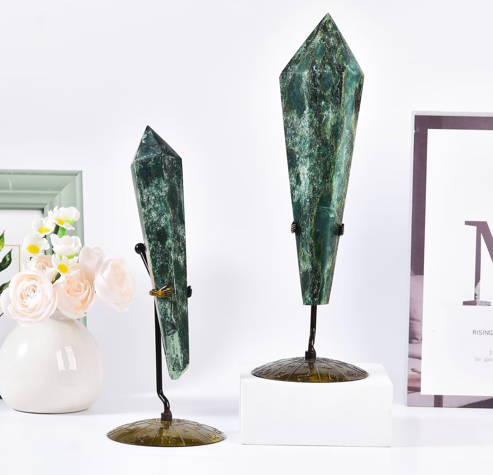 VIZYTOU Emerald Wand with display stand complements home or office decor.