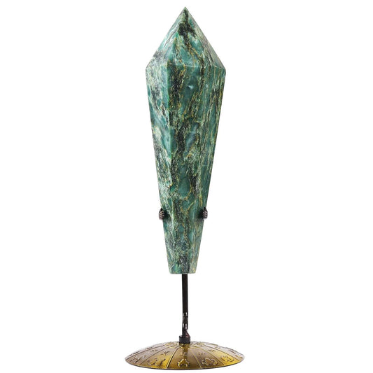 VIZYTOU Emerald Wand Point with six facets for focused meditation.