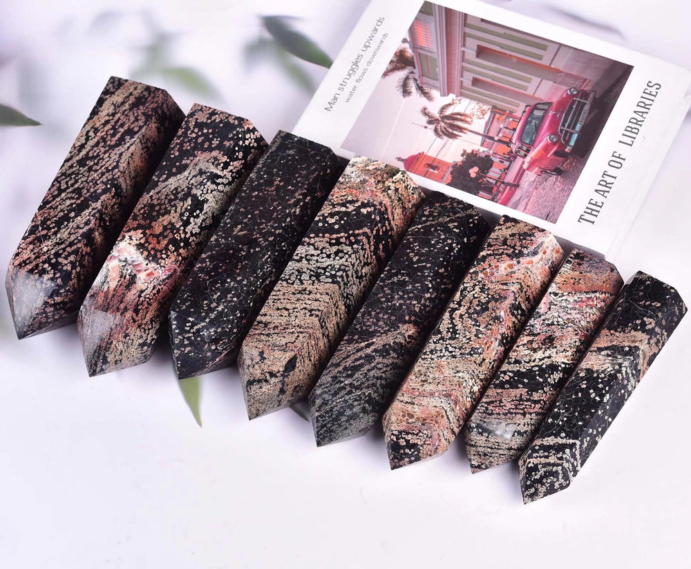 Vizytou Gold Snowflake Obsidian Tower wand ready for meditation practice