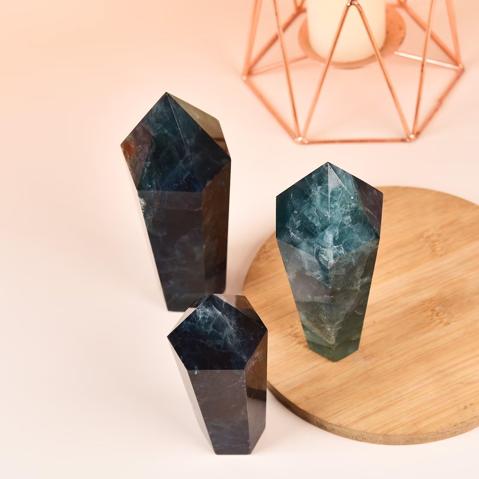 Vizytou green fluorite tower close-up reveals crystal texture ideal for display and collecting.