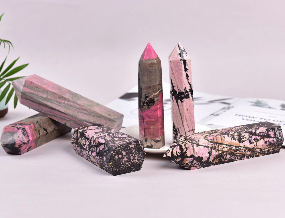 Vizytou rhodonite home office display item that attracts admiration and positive vibes.