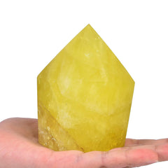 VIZYTOU lemon quartz obelisk with multiple facets for meditative focus.