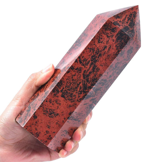 VIZYTOU Mahogany Obsidian Tower for meditation and grounding in any space.