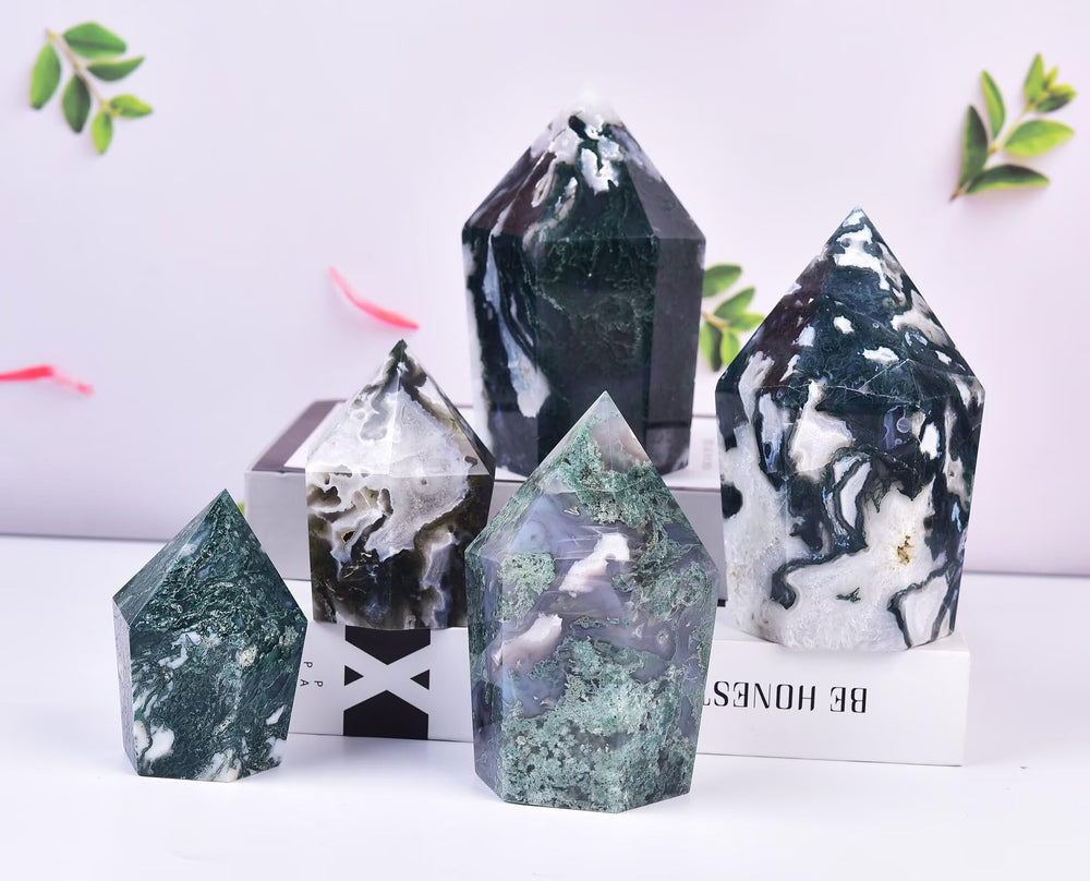 VIZYTOU Moss Agate meditation space accent for mindful routines