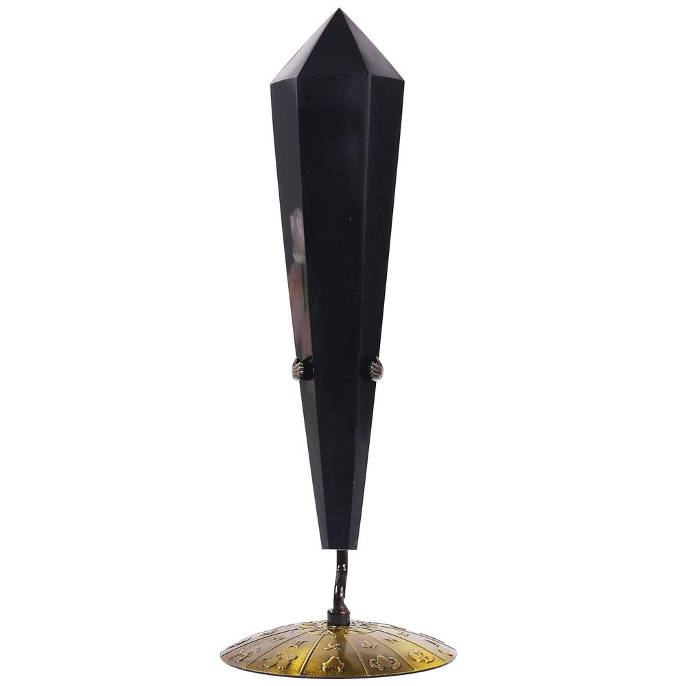 VIZYTOU Obsidian Wand Point long displayed for meditation focus