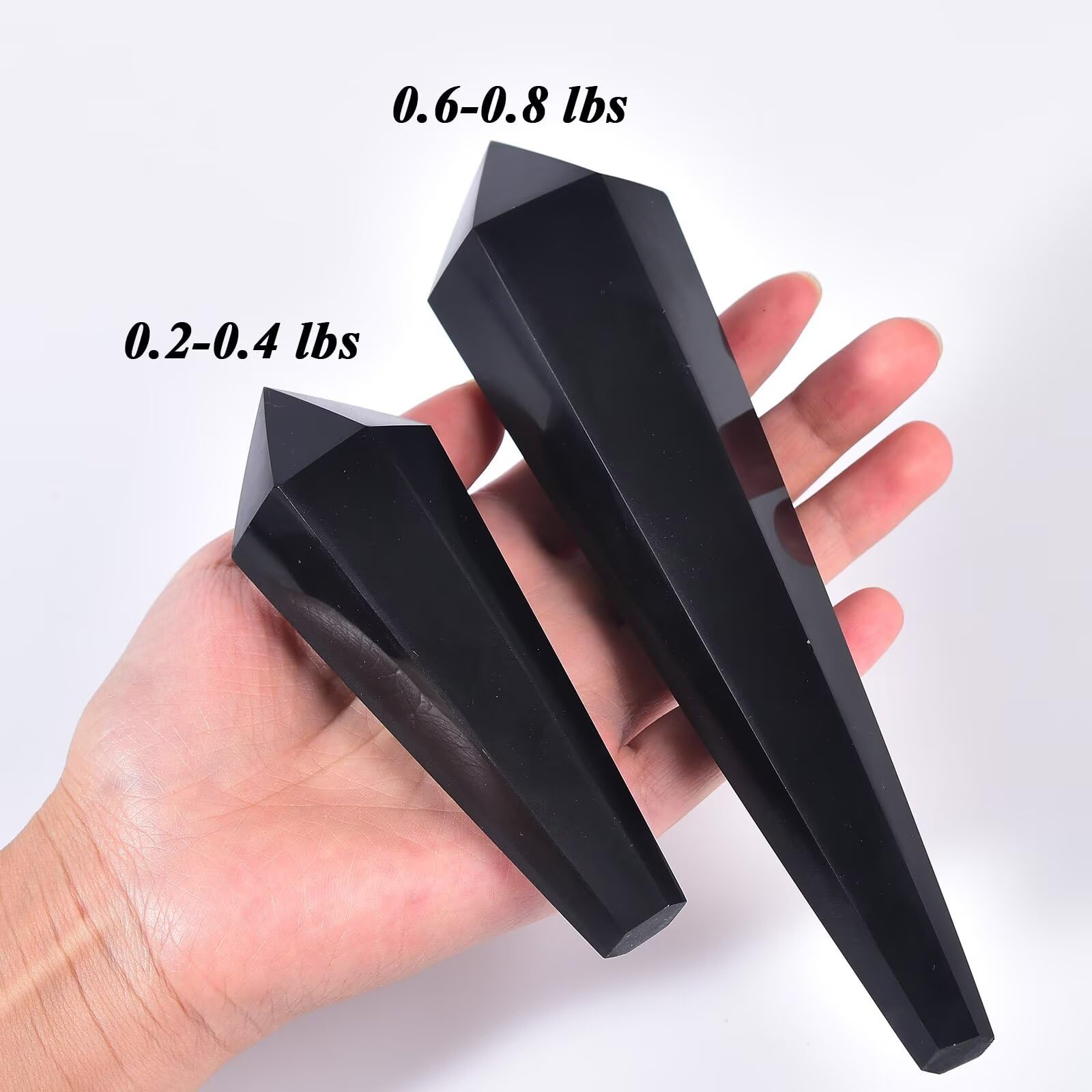 VIZYTOU Obsidian Wand Point six facets directing energy