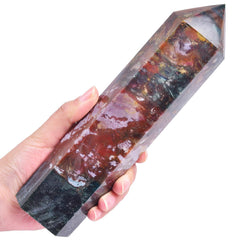 VIZYTOU Ocean Jasper Tower Obelisk with vibrant colors creates a peaceful focal point.