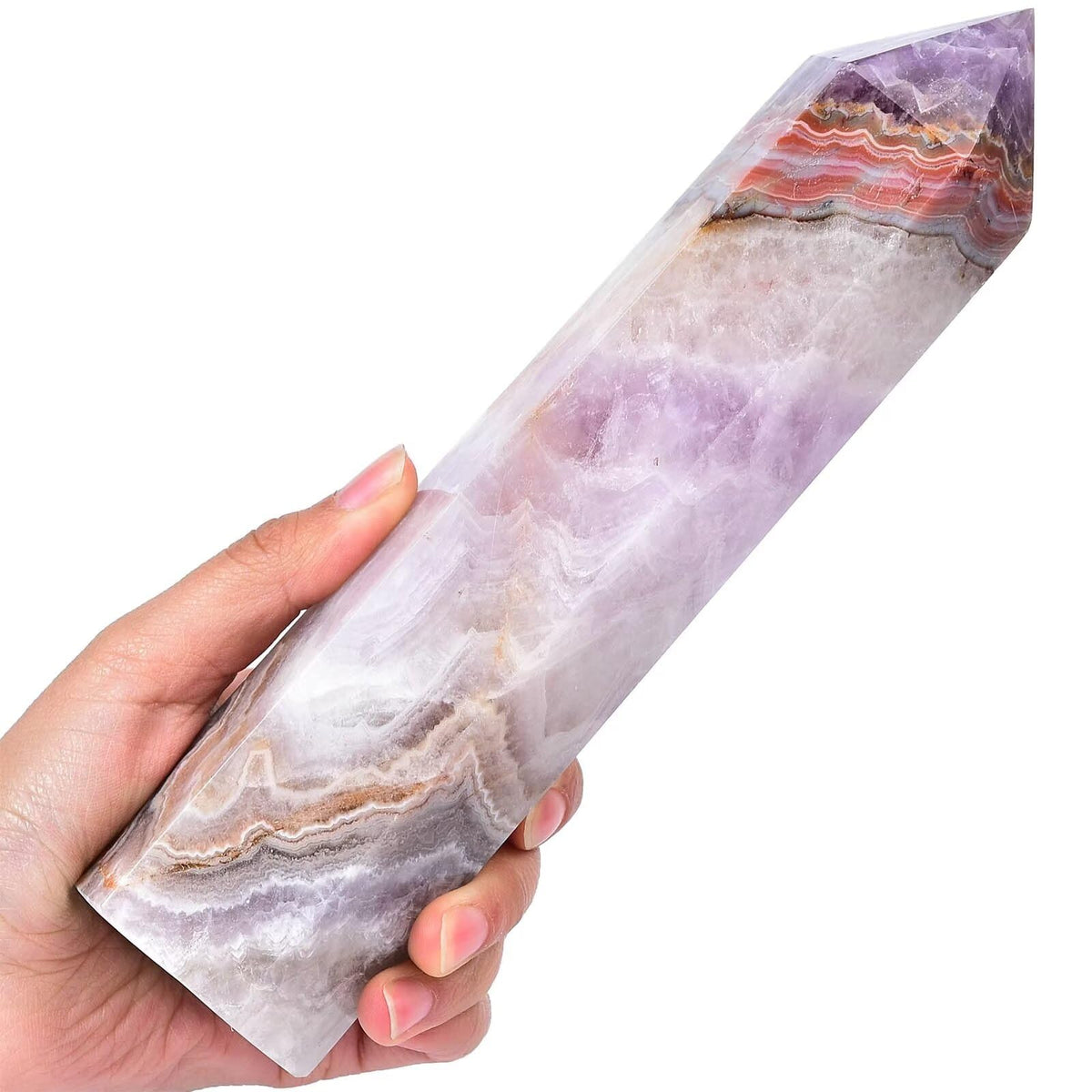 Vizytou purple amethyst agate tower for meditation and calm in any room.
