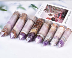 Vizytou purple amethyst agate tower for home decor and serene ambiance.