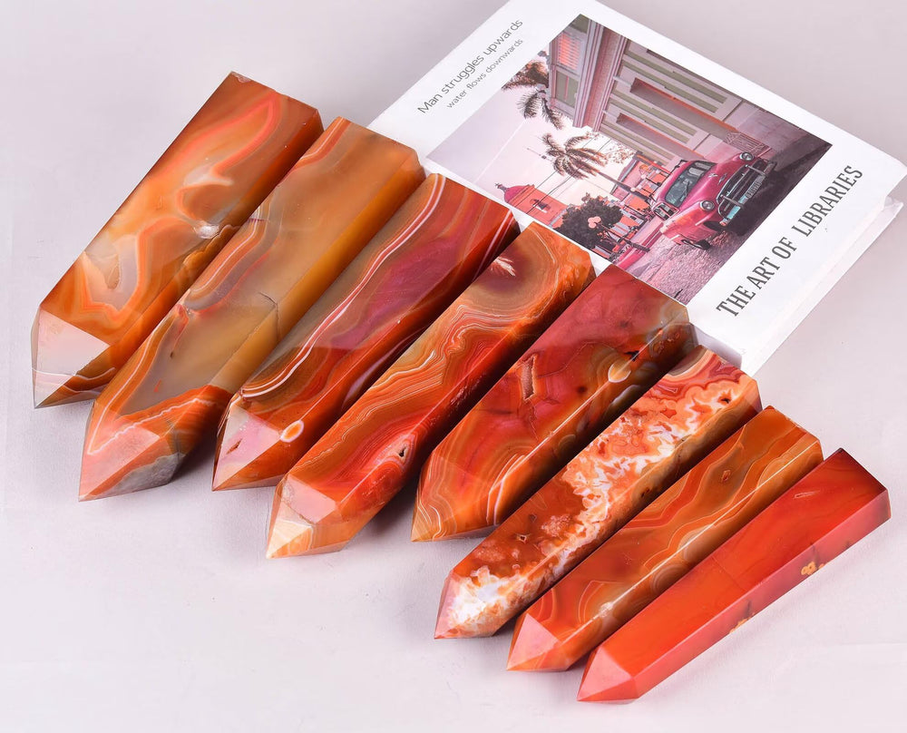 VIZYTOU Red Agate Tower as home office decor boosts ambiance.