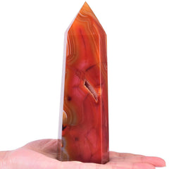 VIZYTOU Red Agate Tower Obelisk close-up shows natural texture and color.