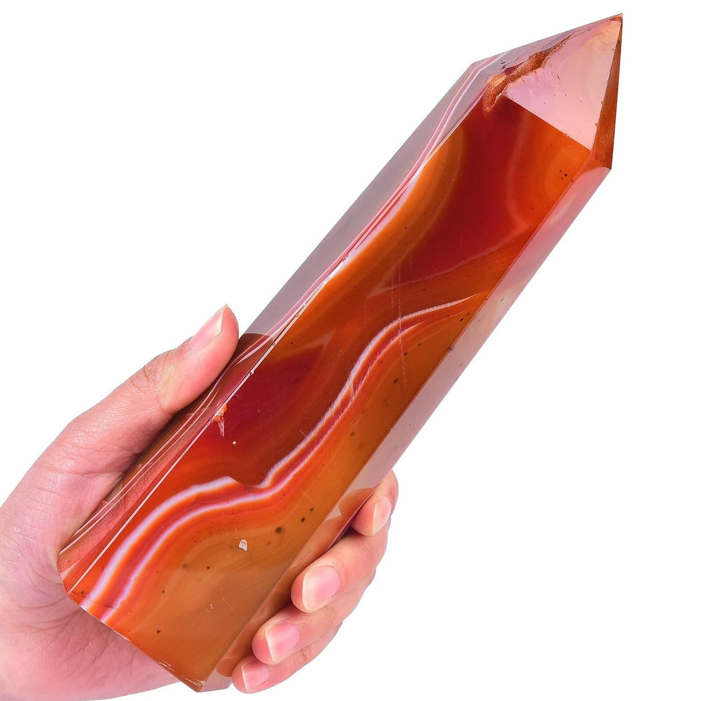VIZYTOU Red Agate Tower Obelisk promotes calm in meditation spaces.