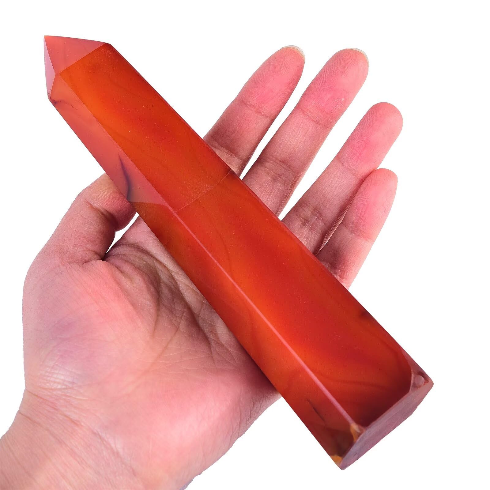 VIZYTOU Red Agate Tower Wand closeup adds visual interest to any decor.