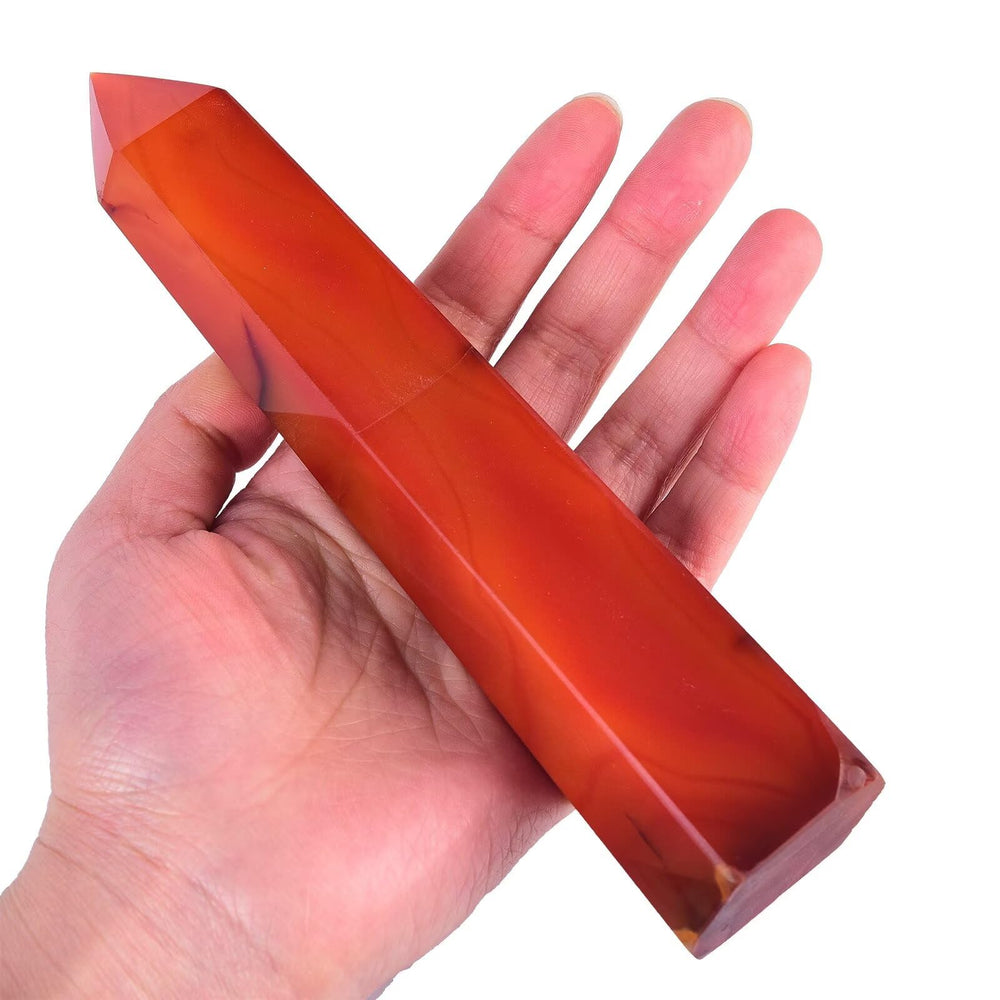 VIZYTOU Red Agate Tower Wand closeup adds visual interest to any decor.
